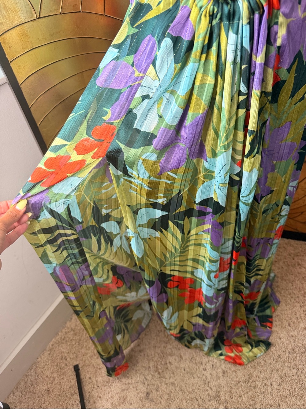 Bronx and Banco Floral Ring-Cut Maxi Dress in Green and Lilac - Picture 8 of 14